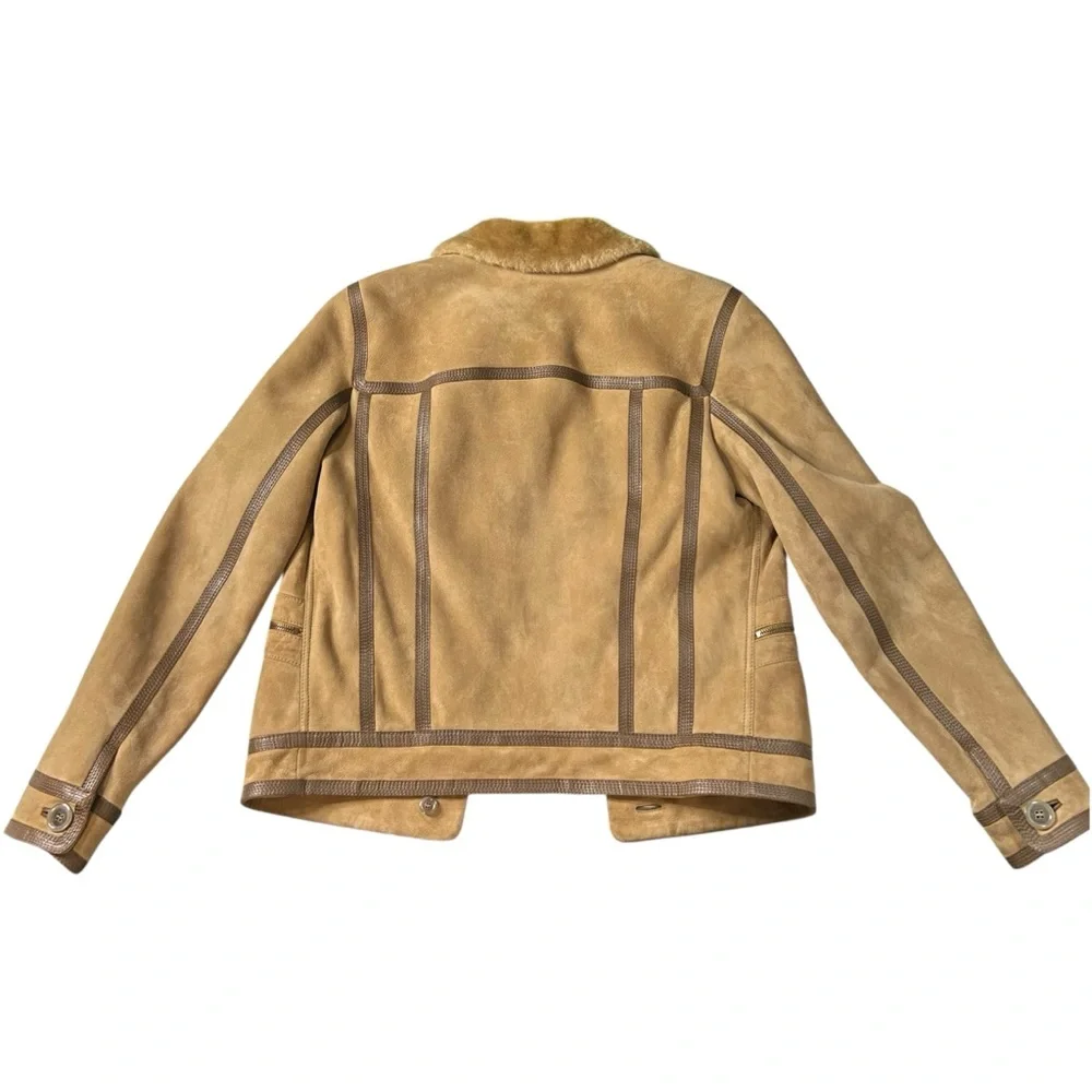 Louis Vuitton Shearling Suede Mouton Jacket Lamb Fur IT 36